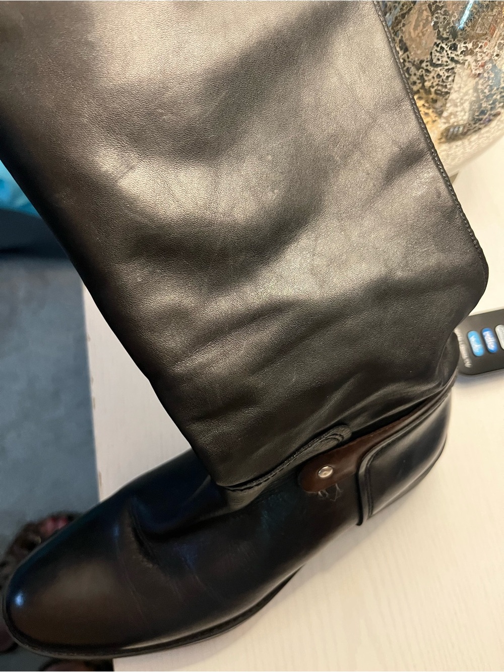 Bought in France leather Women's Two-Tone Brown & Black Riding Boots - Picture 11 of 14